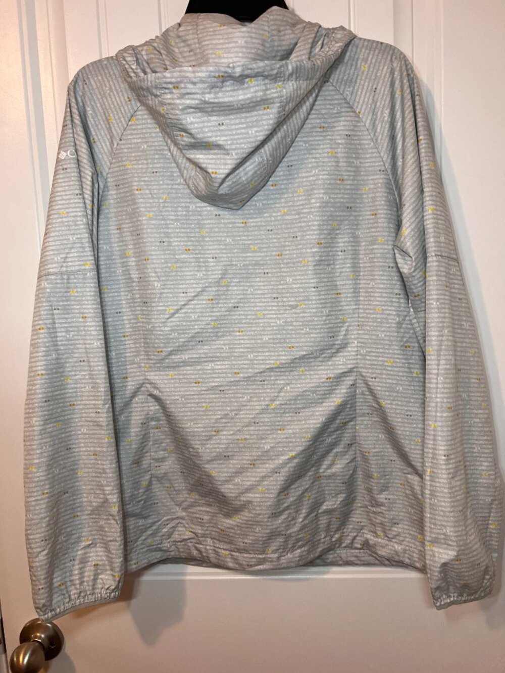 Columbia Switchback Rain Jacket Hooded Windbreaker Gray Yellow Stripe Women's L - Picture 11 of 13